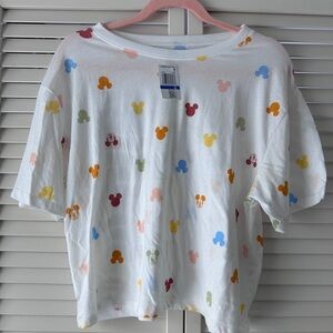 Disney Women’s Mickey Mouse Print White T-Shirt